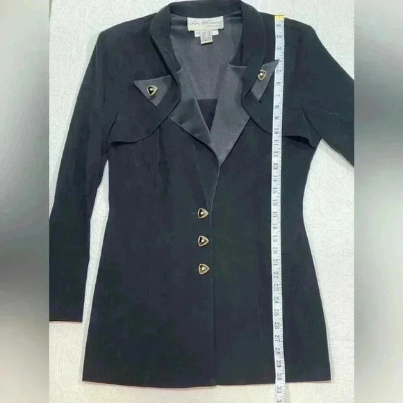 LORI WEIDNER VINTAGE Cocktail Tuxedo Style Blazer  Gold Buttons Size 10 - Picture 7 of 10